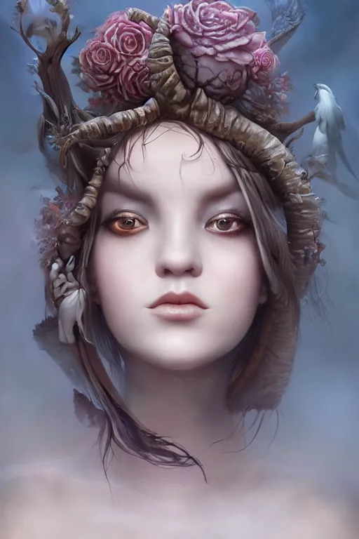 Image similar to a portrait of a character in a scenic environment by Natalie Shau, Naoto Hattori and Bastien Lecouffe Deharme, trending on artstation, artstationHD, artstationHQ, unreal engine, 4k, 8k