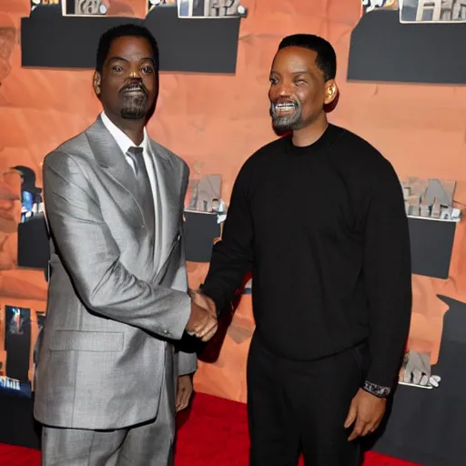 Prompt: chris rock and will smith shaking hands