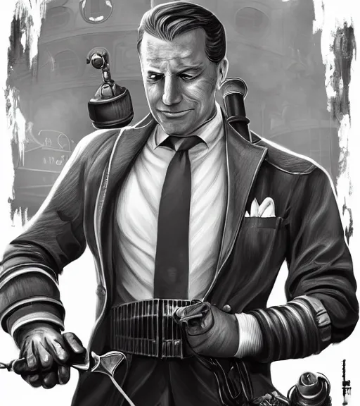 Image similar to joe biden cosplaying bioshock, by artgerm, by simon stalengrad, bioshock screenshot, steampunk, patriot