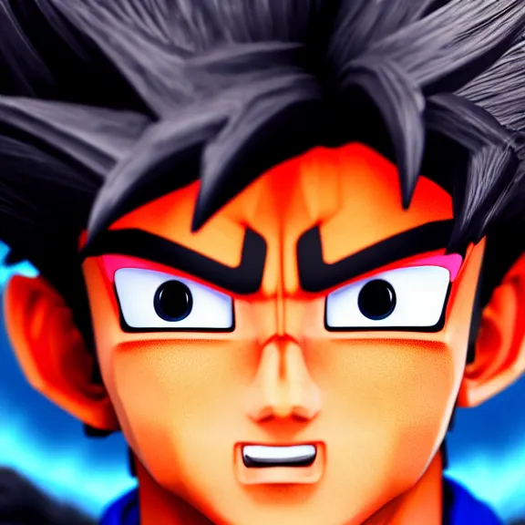 Prompt: highly detailed close up portrait of Son Goku, character art, studio lightning, bright colors, intricate, masterpiece, photorealistic, hiperrealistic, sharp focus, high contrast, Artstation HQ, DeviantArt trending, 4k UHD, Unreal Engine 5