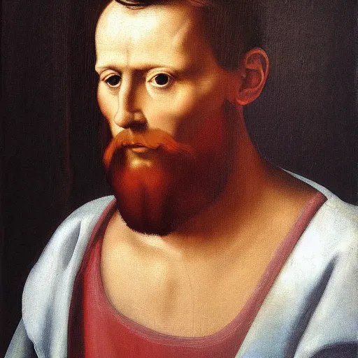 Prompt: portrait, oil painting by Michelangelo