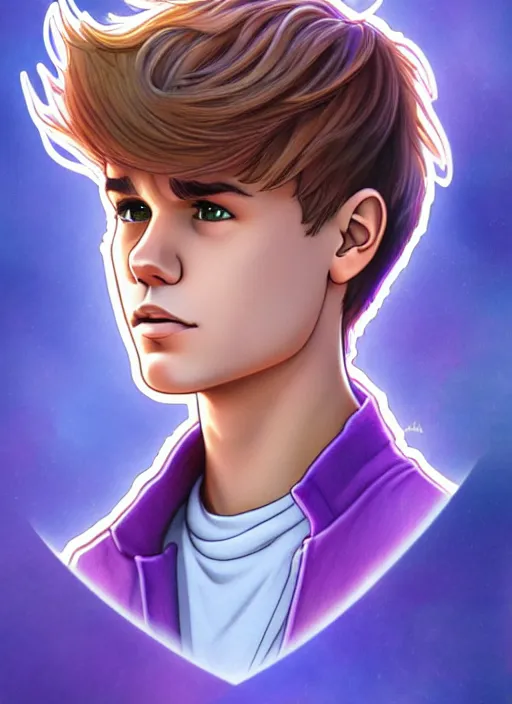 Prompt: cute justin bieber trading card design, natural lighting, path traced, highly detailed, high quality, digital painting, by don bluth and ross tran and studio ghibli and alphonse mucha, artgerm