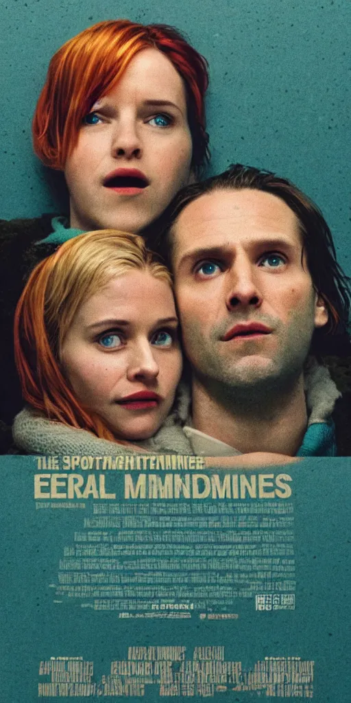 Image similar to eternal sunshine of the spotless mind, film grain, poster, style of Wes Anderson