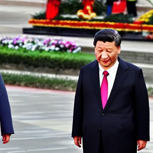 Prompt: Xi JinPing discovers it's strikening ressemblance to Winnie-the-pooh