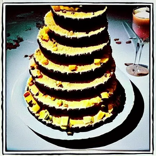 Image similar to “ a tower of desserts as high as the moon ”