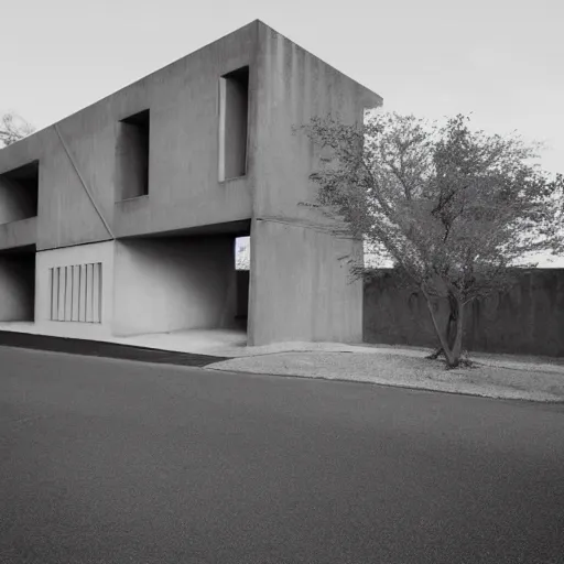 Prompt: simpson house in the brutalist style