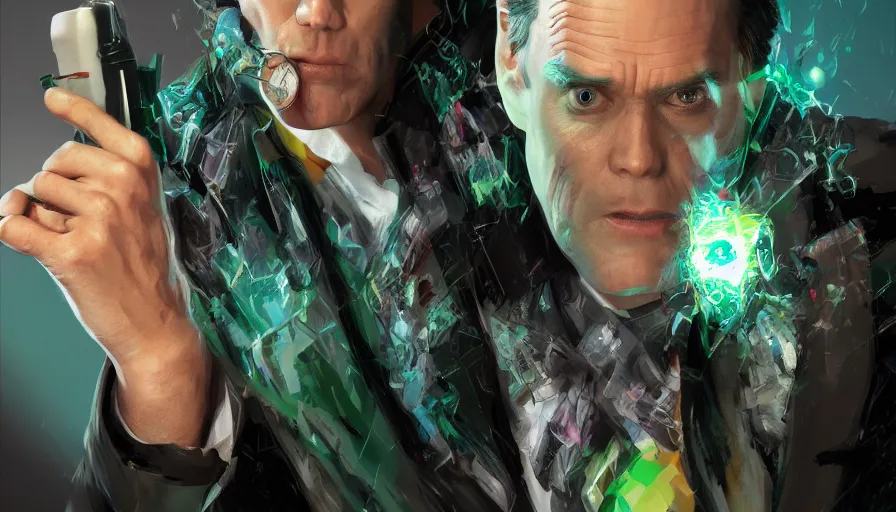 Image similar to Jim Carrey is Lex Luthor, hyperdetailed, artstation, cgsociety, 8k