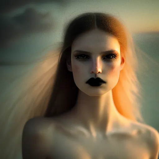 Image similar to photographic portrait of a stunningly beautiful gothic female in soft dreamy light at sunset, contemporary fashion shoot, by edward robert hughes, annie leibovitz and steve mccurry, david lazar, jimmy nelsson, breathtaking, 8 k resolution, extremely detailed, beautiful, establishing shot, artistic, hyperrealistic, beautiful face, octane render