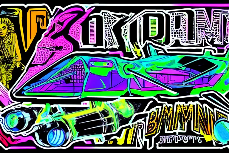 Prompt: bumper sticker of a rockband, bandname is tripmachine, on the sticker is a 3 d render of a huge futuristic steampunk generator, 8 k, fluorescent colors, halluzinogenic, multicolored, exaggerated detailed, vector art