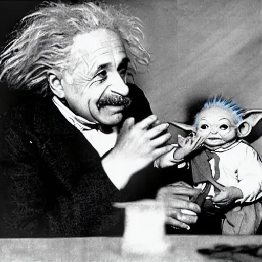 Prompt: photo of Einstein teaching baby Yoda mathematics