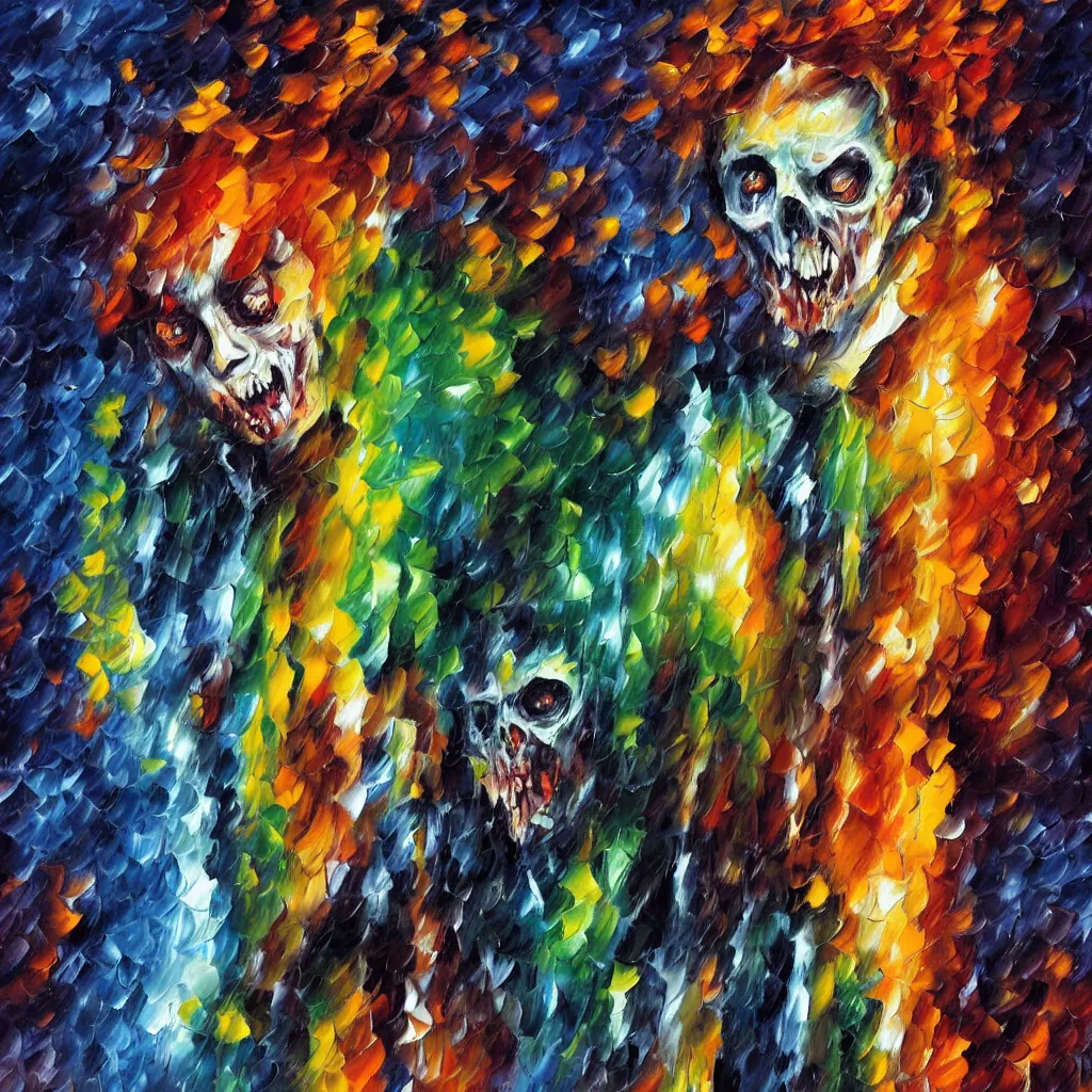 Prompt: a zombie in the style of leonid afremov