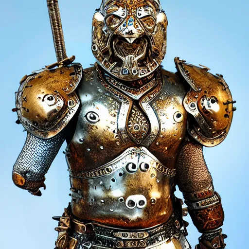 Prompt: warrior with metal jaguar armour, highly detailed, 4k, HDR, smooth, sharp focus, hyper realistic, high resolution