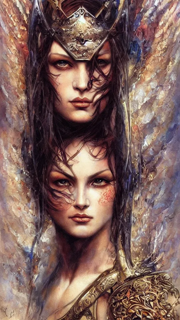 Image similar to a beautiful young medieval warrior, by karol bak, fine art, watercolor, technicolor, angelic