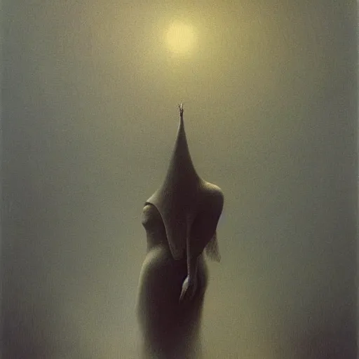 Image similar to witch by Zdzisław Beksiński, oil on canvas