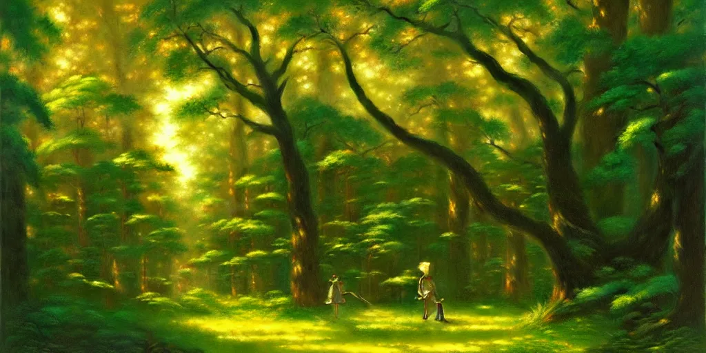 Premium AI Image | A beautiful rural nature forest. An Illustration in an Anime  background animation style.
