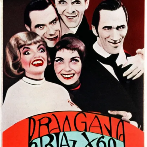 Image similar to logo for a 6 0 s sitcom about dracula,