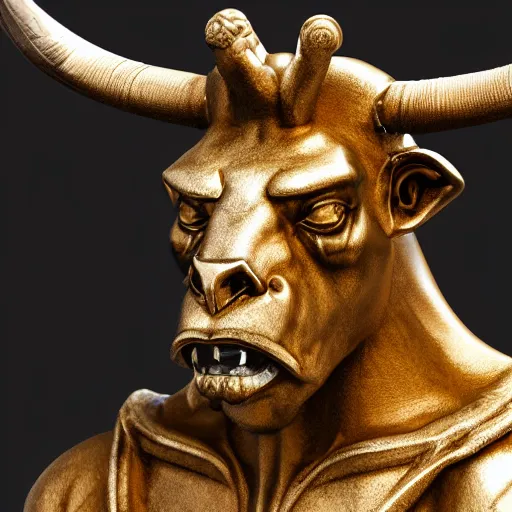 Image similar to minotaur king, highly detailed, 4k, HDR, smooth, sharp focus, hyper realistic, high resolution, award-winning photo