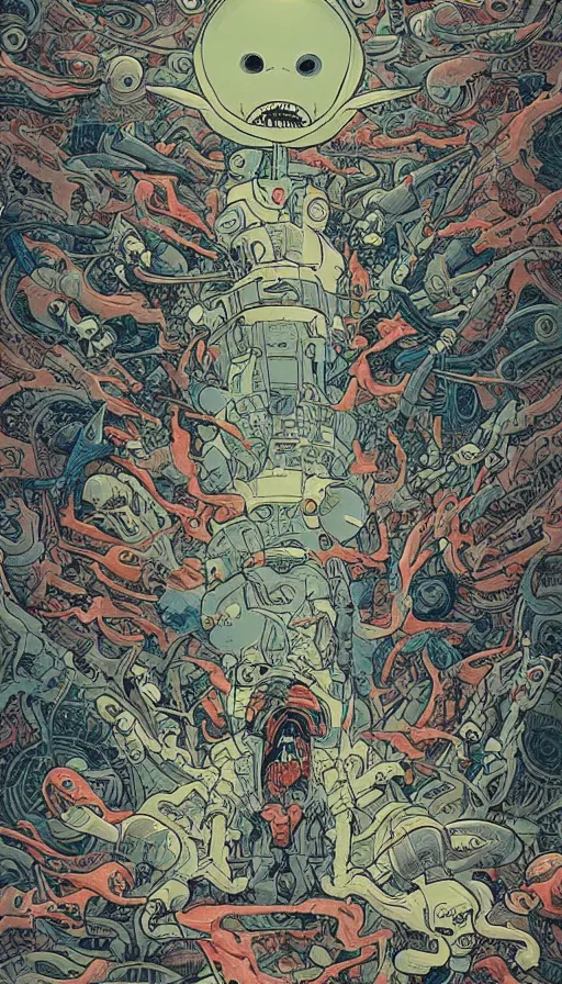 Image similar to alien invasion attacking earth the end of the world, by james jean,