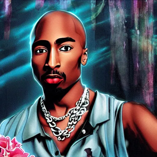 Image similar to Tupac Shakur, screenshot from a 2012s anime