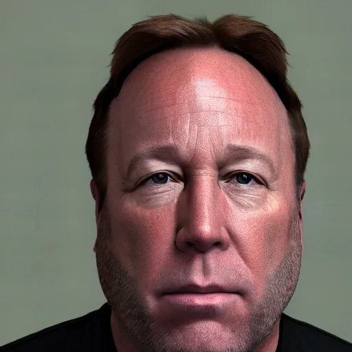 Image similar to alex jones mugshot. photorealistic.