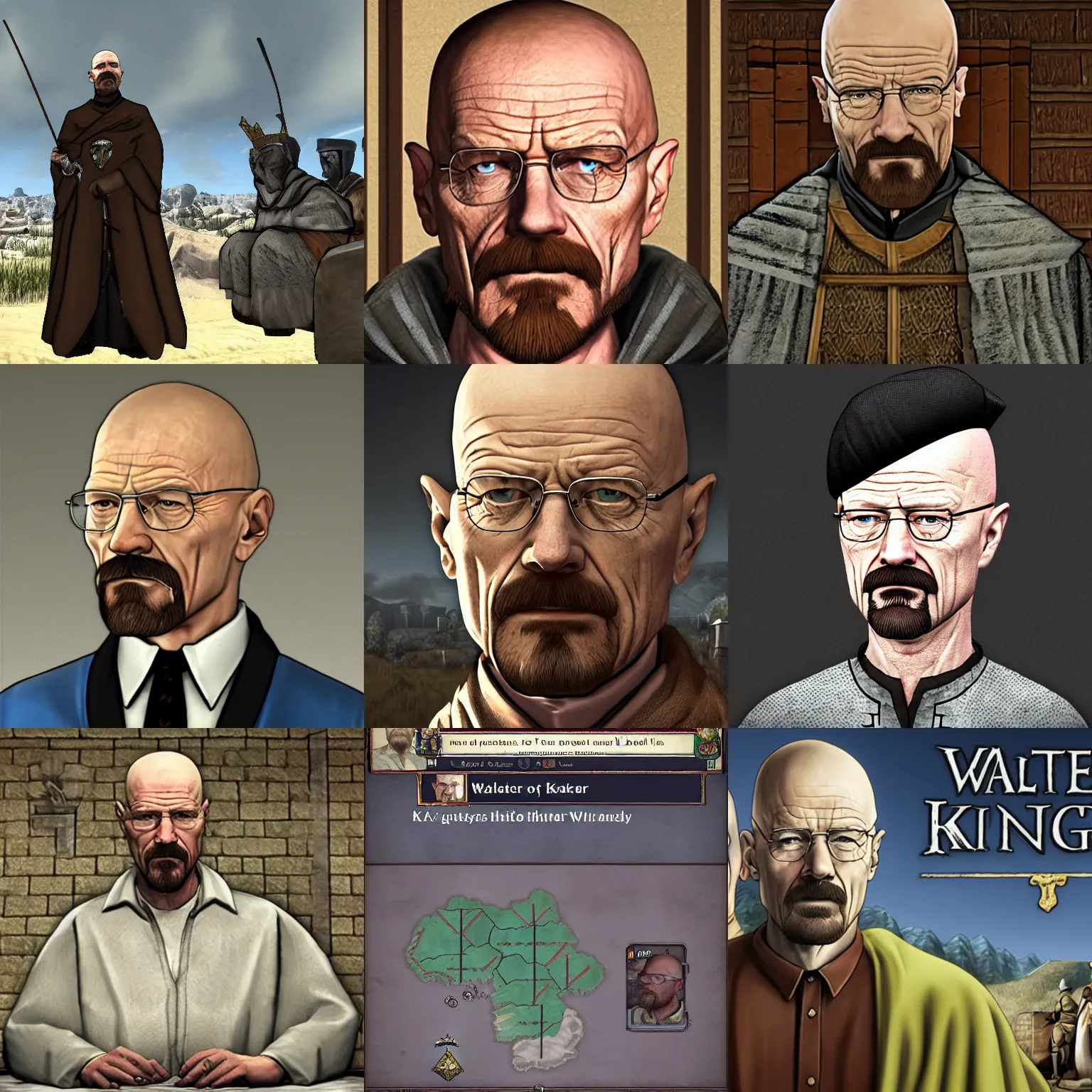 Prompt: walter white as a character in crusader kings ii