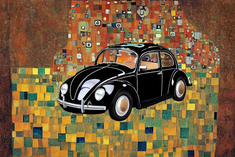 Image similar to gustav klimt vw beetle