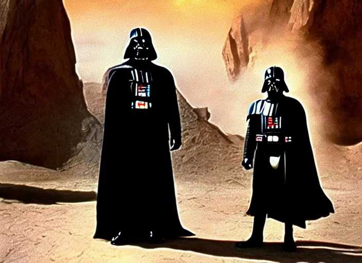 Prompt: a film still of darth vader in lawrence of arabia ( 1 9 6 2 ), technicolor