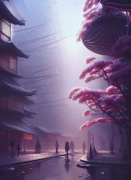 Prompt: spring mornings in the low - poly tokyo, diffuse lighting, fantasy, intricate, surrealism!!!!, highly detailed, lifelike, photorealistic, digital painting, artstation, illustration, concept art, smooth, sharp focus, by greg rutkowski, chris tulloch mccabe, valentina remenar and asher duran,