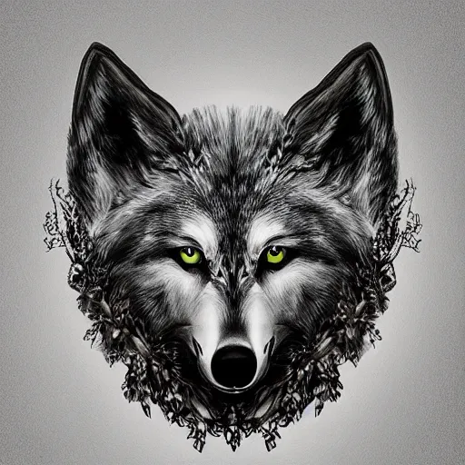 Prompt: wolf wearing a tiara wreath, fantasy art, trending on artstation