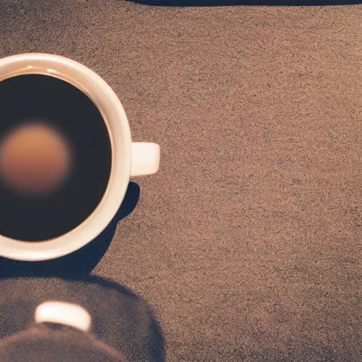 Image similar to tilt-shift photography of a man sitting on the rim of a coffee mug, 8k, ultra realistic, render