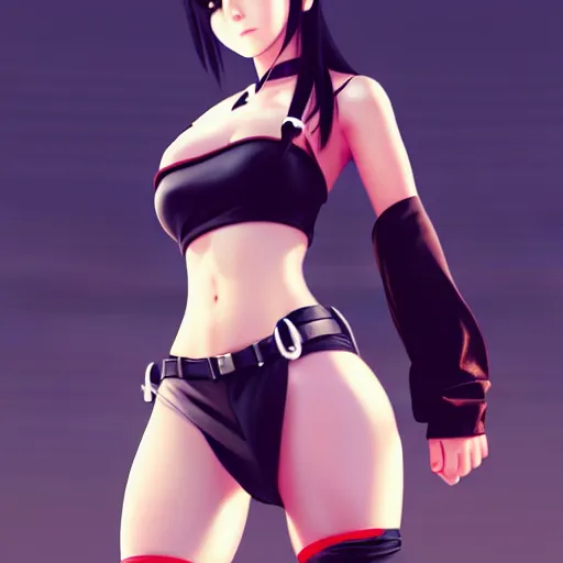 Image similar to full body shot of tifa lockhart by wlop, rossdraws, mingchen shen, bangkuart, sakimichan, yan gisuka, jeongseok lee, artstation, 4k