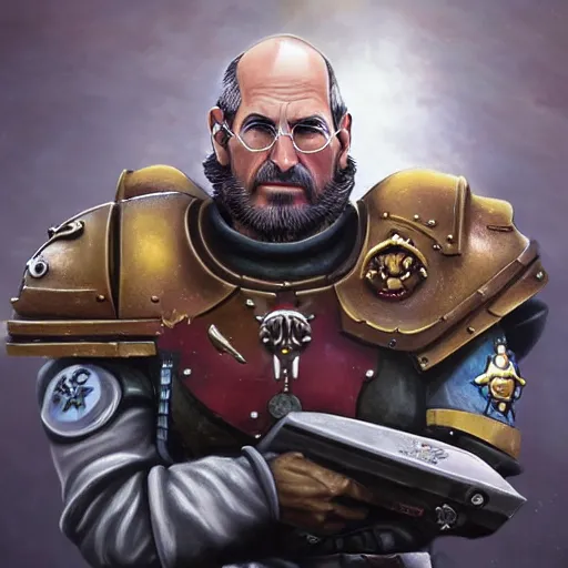 Image similar to Warhammer 40k Steve Jobs, photorealistic