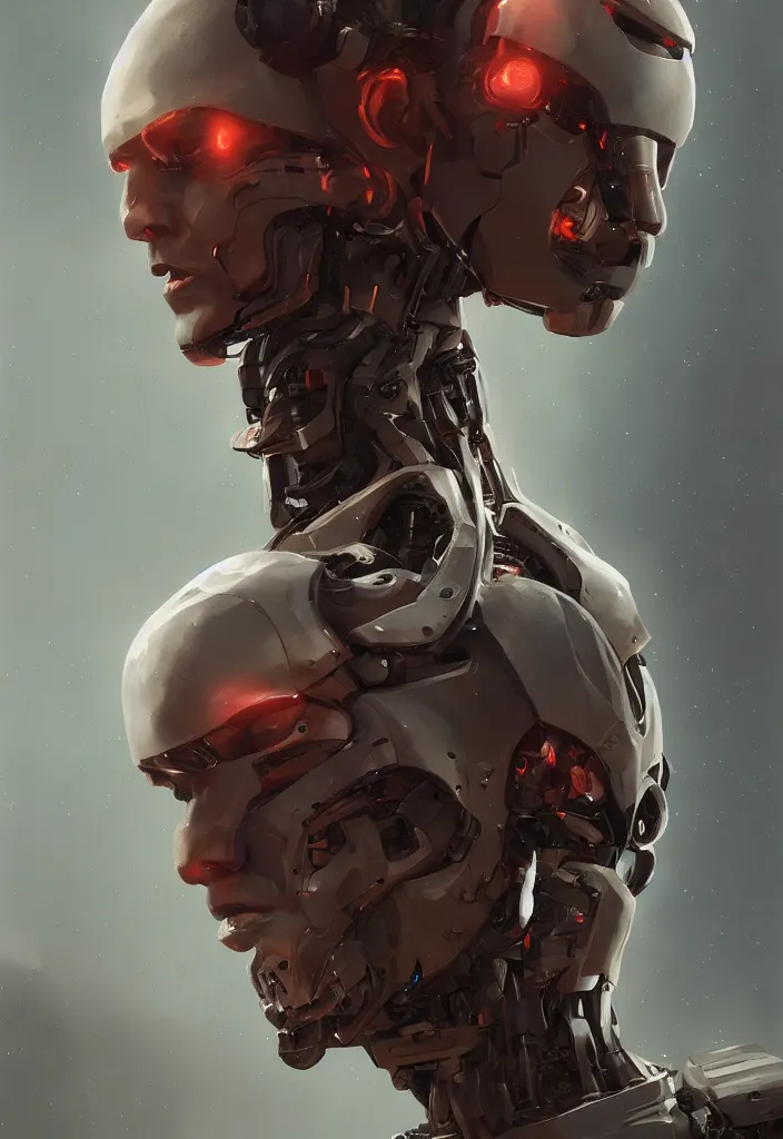 Prompt: a head and shoulder portrait of a robotic human by greg rutkowski, sung choi, mitchell mohrhauser, maciej kuciara, johnson ting, maxim verehin, peter konig, 8 k photorealistic, cinematic lighting, hd, high details, dramatic, dark atmosphere, trending on artstation