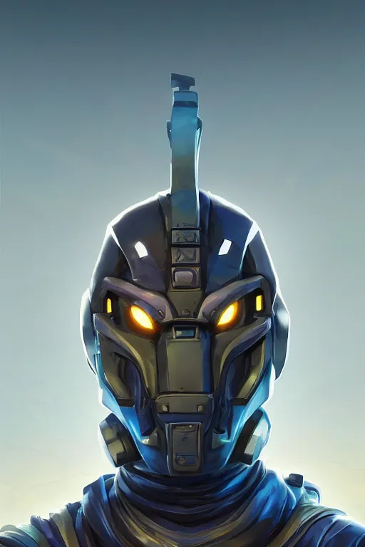 Image similar to epic mask helmet robot ninja portrait stylized as fornite style game design fanart by concept artist gervasio canda, behance hd by jesper ejsing, by rhads, makoto shinkai and lois van baarle, ilya kuvshinov, rossdraws global illumination radiating a glowing aura global illumination ray tracing hdr render in unreal engine 5