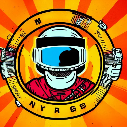 Image similar to in the style of max prentis and deathburger and laurie greasley a logo of astronaut, highly detailed, colourful, 8k wallpaper