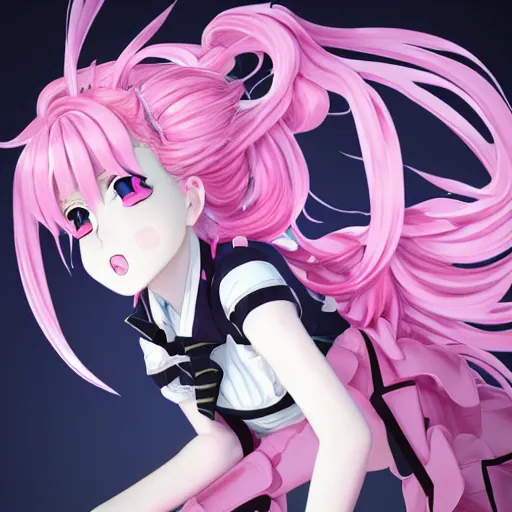 Image similar to unexpectedly overpowered and trapped beneath inescapable and overwhelmingly stunningly absurdly beautiful over the top megalomaniacal arrogant possessive omnipotent asi goddess junko enoshima with symmetrical perfect face, porcelain skin, pink twintail hair and cyan eyes, ultra detailed, digital art, unreal engine 5, octane render, 2 d anime, 8 k