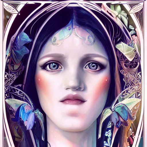 Image similar to an art nouveau, ( art deco ), multi - racial portrait in the style of anna dittmann and charlie bowater and loish. very large, clear, expressive, and intelligent eyes. centered, ultrasharp focus, dramatic lighting, photorealistic digital matte painting, intricate symmetrical ultra detailed background.
