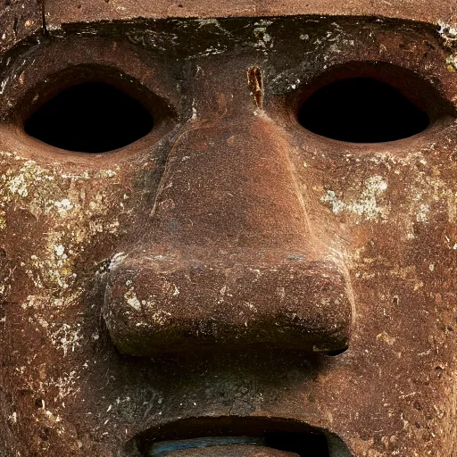 Image similar to a high detail photo of a moai wearing headphones