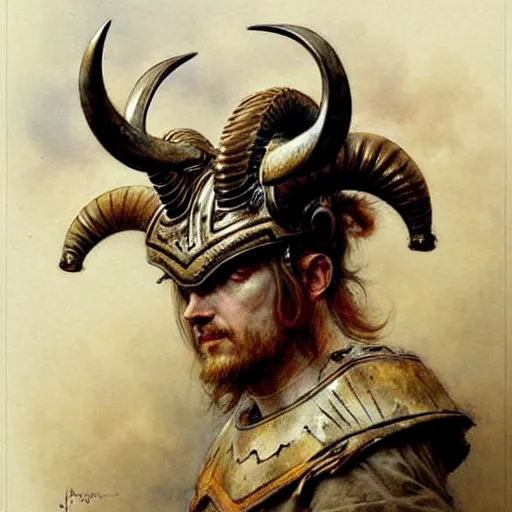 Image similar to ( ( ( ( ( ram horned helmet. muted colors. ) ) ) ) ) by jean - baptiste monge!!!!!!!!!!!!!!!!!!!!!!!!!!!