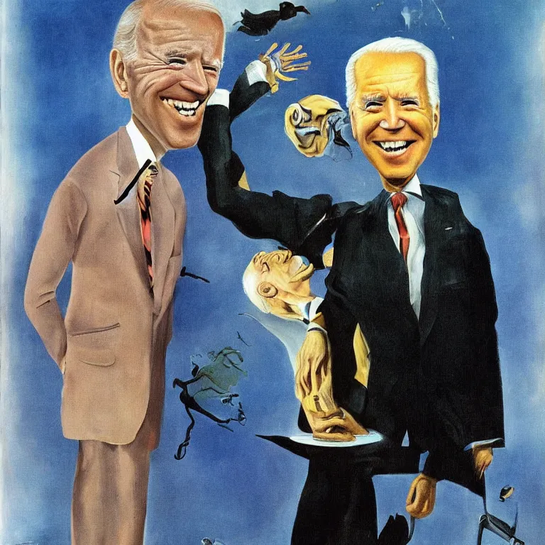 Image similar to surrealist Joe Biden, painted by salvador dali