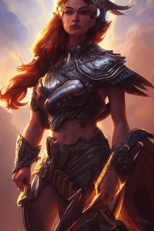 Image similar to amazon valkyrie athena, d & d, fantasy, portrait, highly detailed, headshot, digital painting, trending on artstation, concept art, sharp focus, illustration, art by artgerm and greg rutkowski and magali villeneuve