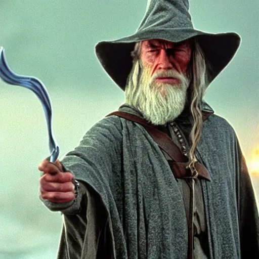 Image similar to film still of clint eastwood as gandalf the grey in the 2 0 0 1 film lord of the rings