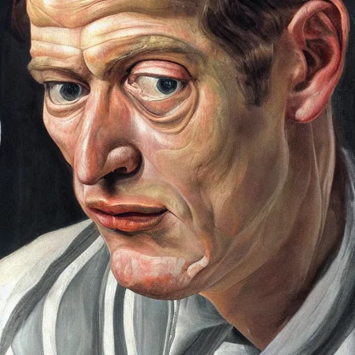 Image similar to high quality high detail painting by lucian freud, hd, portrait of student