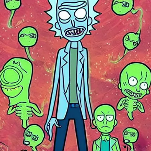 Image similar to alien rick and morty forever and forever a hundred years! g