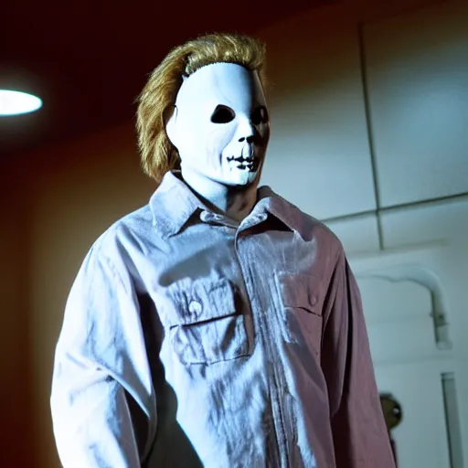 Image similar to Michael Myers from the movie Halloween 8k hdr moody lighting