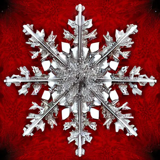 Image similar to Bloody Snowflake , hd, intricate, hyper detailed, award winning, beautiful, 8k, digital art