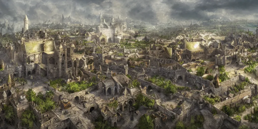Prompt: wideshot, hyper detailed kingdom in the medieval era, dynamic lighting, photo realism, hyper realistic, 4k detailed, concept art