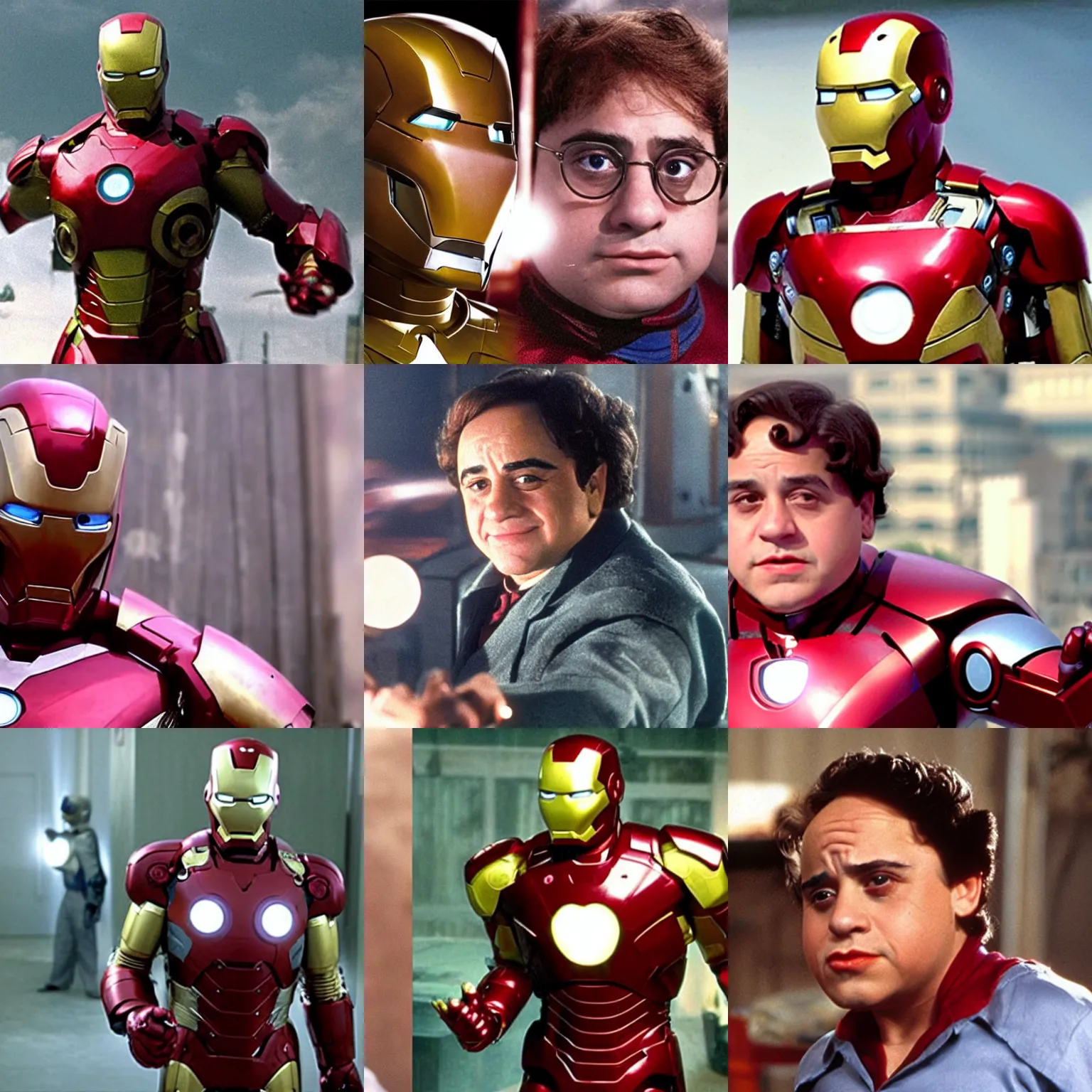 Prompt: <photo hd age=20 traits=young>young ((danny devito)) as ironman</photo>