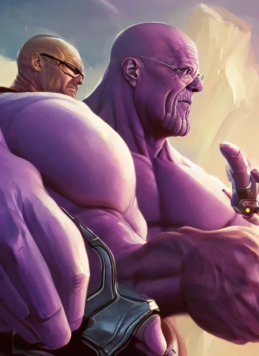 Prompt: thanos and walter white, love, elegant, digital painting, concept art, smooth, sharp focus, illustration, from starcraft by ruan jia and mandy jurgens and artgerm and william - adolphe bouguerea