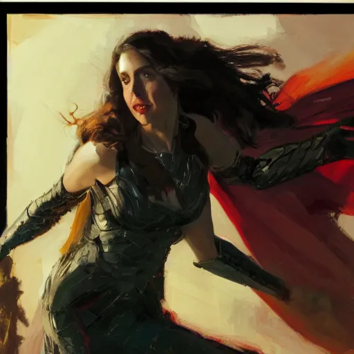 Image similar to alison brie as thor, intricate, elegant, highly detailed, greg manchess, mucha, liepke, ruan jia, jeffrey catherine jones, ridley scott